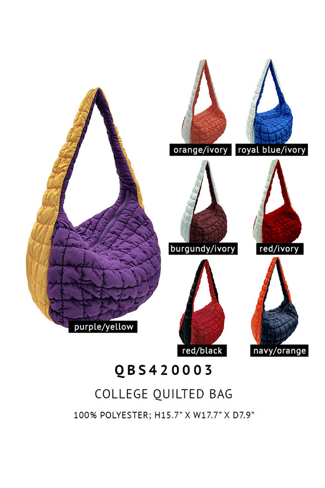 Women's College Color Quilted Puffy Tote Bag — tote bag photo 2