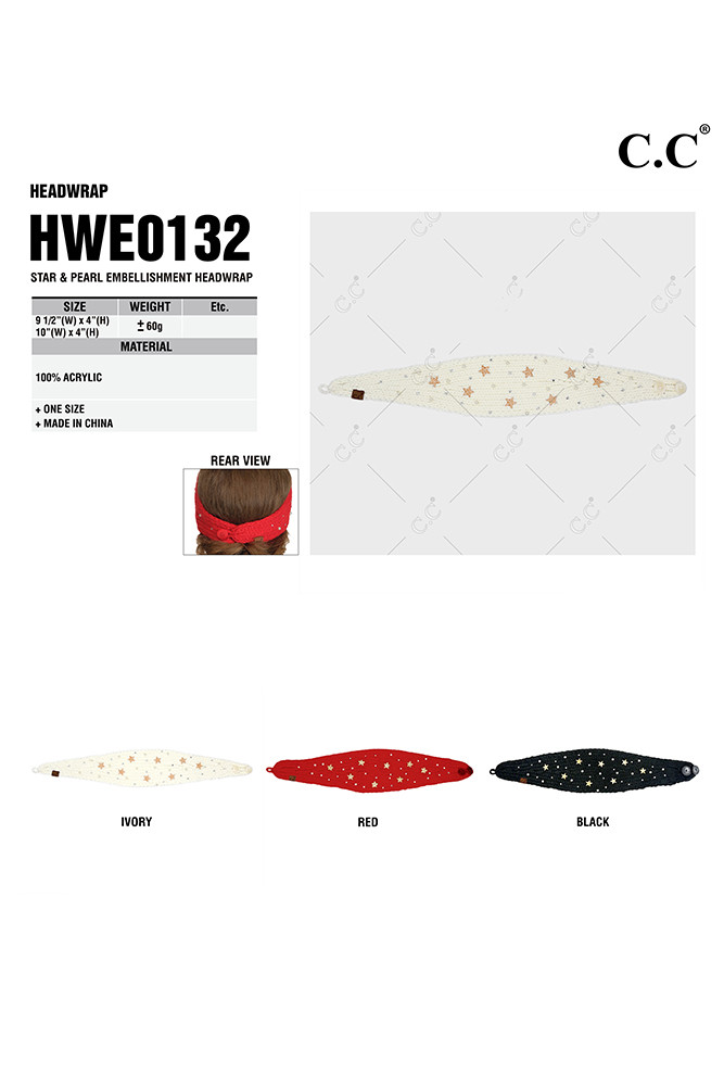 Women's Star & Pearl Embellishment Head Wrap — hair accessory photo 2