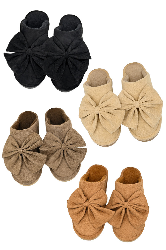 Women's Faux Suede Bow Slippers by BURACQ