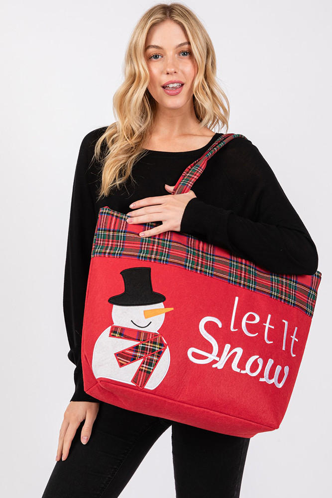Women's Let It Snow Snowman Christmas Holiday Tote Bag — tote bag photo 2