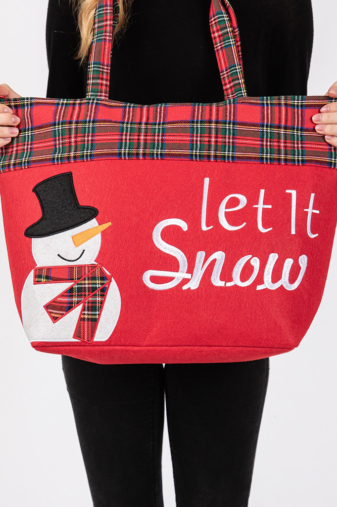 Women's Let It Snow Snowman Christmas Holiday Tote Bag — tote bag photo 6