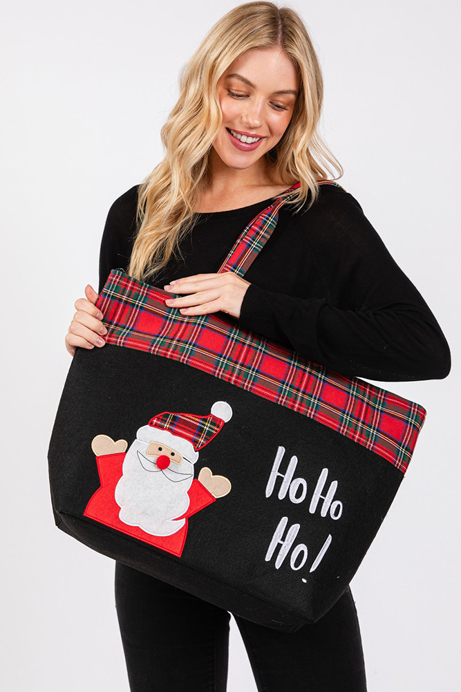 Women's Ho Ho Ho Santa Christmas Holiday Tote Bag — tote bag photo 3