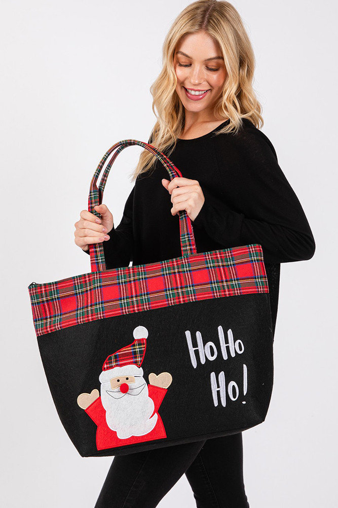 Women's Ho Ho Ho Santa Christmas Holiday Tote Bag — tote bag photo 5