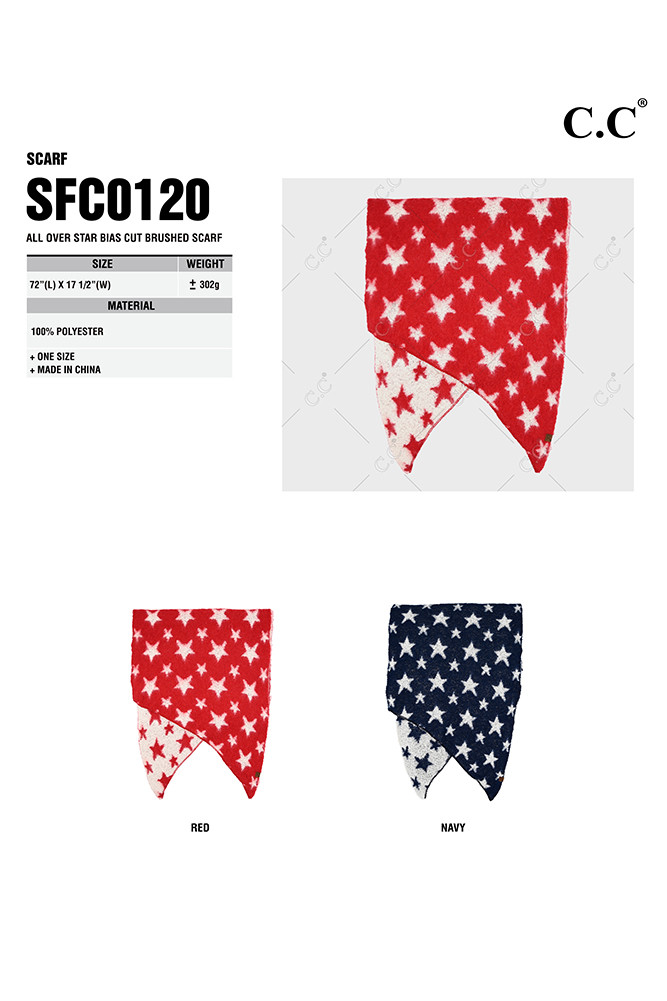 Women's American Flag Stars Bias Cut Brushed Scarf — scarf photo 2