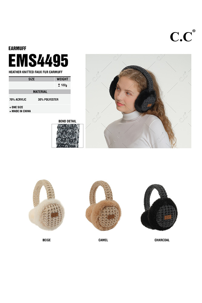 Women's Heather Knitted Faux Fur Earmuff — earmuffs photo 2