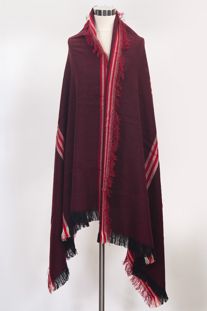Women's Stripe Pattern Woven Fringe Winter Scarf — scarf photo 5