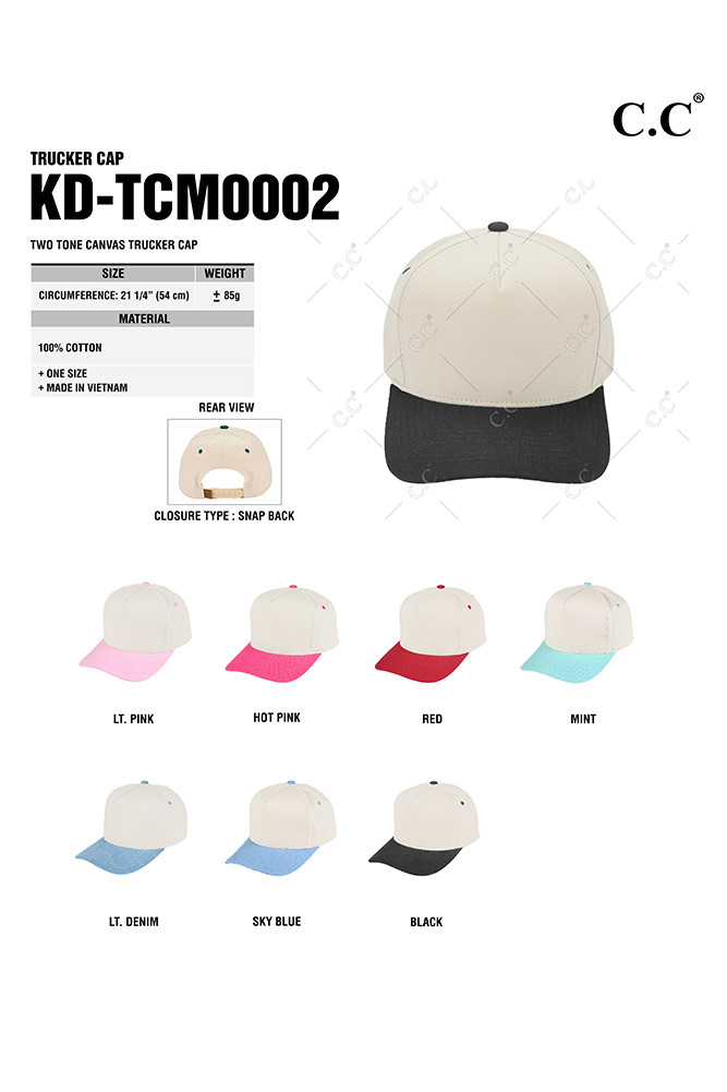 Kids Two-Tone Canvas Trucker Cap — trucker hat photo 2
