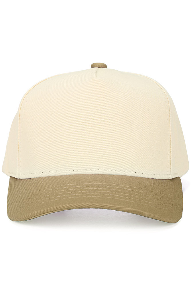 Kids Two-Tone Canvas Trucker Cap in Beige