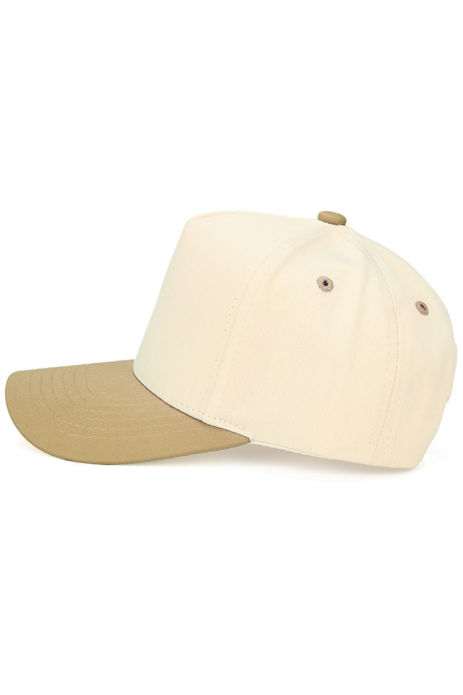 Kids Two-Tone Canvas Trucker Cap in Beige