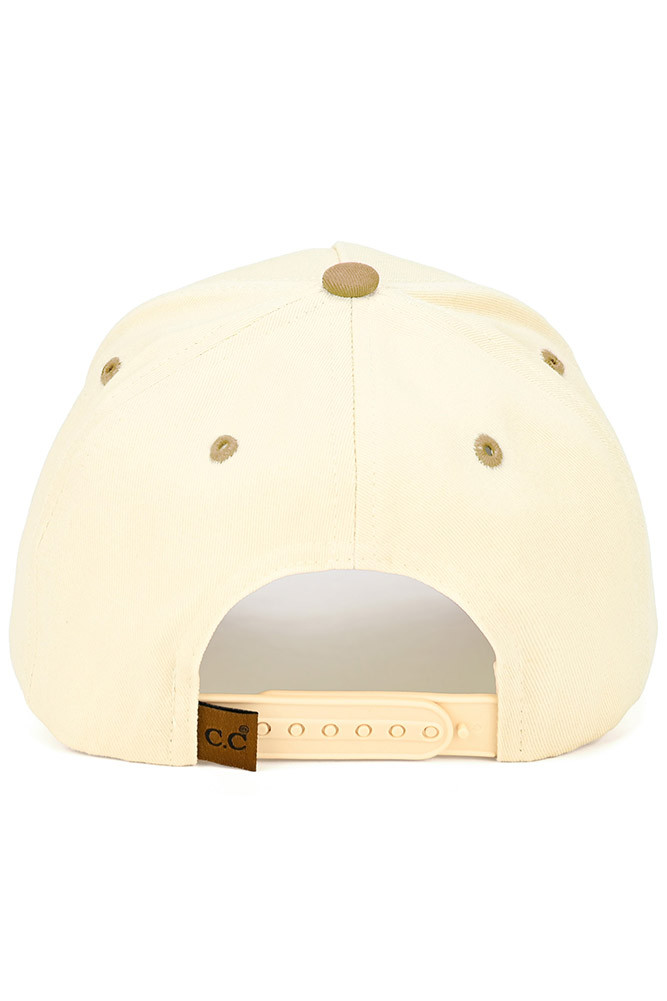 Kids Two-Tone Canvas Trucker Cap in Beige