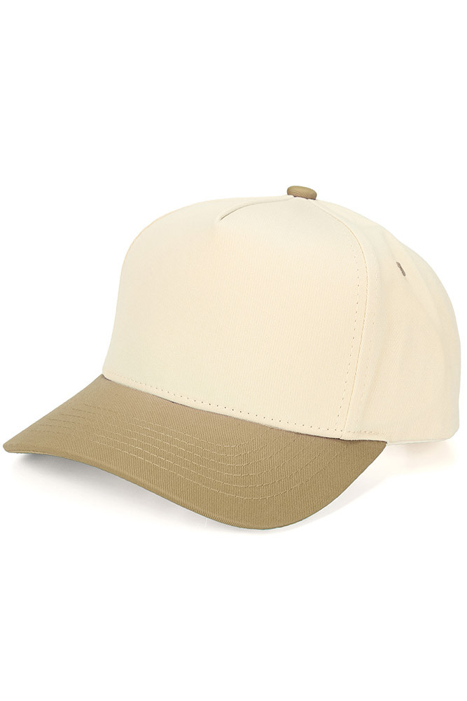 Kids Two-Tone Canvas Trucker Cap in Beige