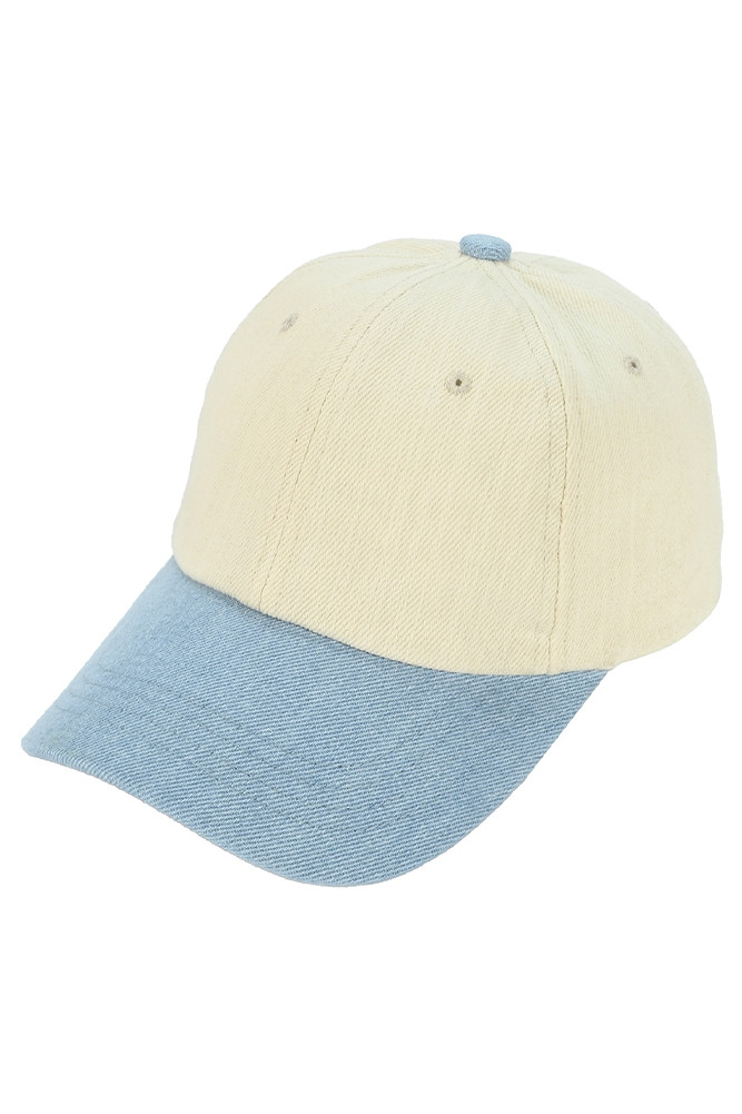 Women's Cotton Twill Denim Baseball Cap in Light Denim