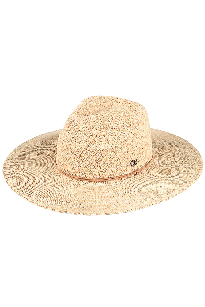 Women's Packable Pattern Panama Hat in Beige