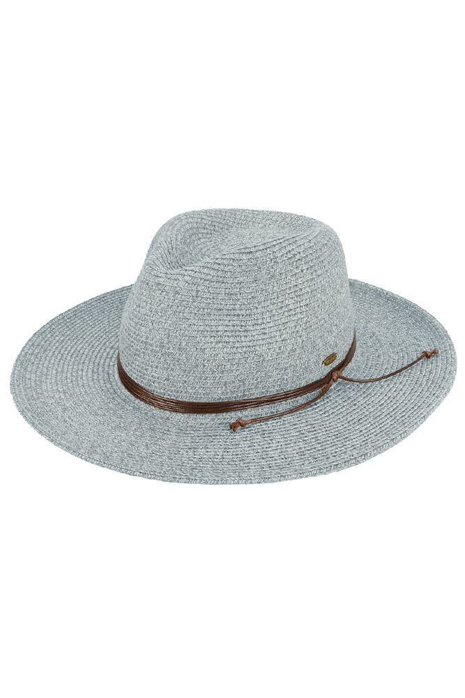 Women's String Trim Band Panama Sun Hat in Denim
