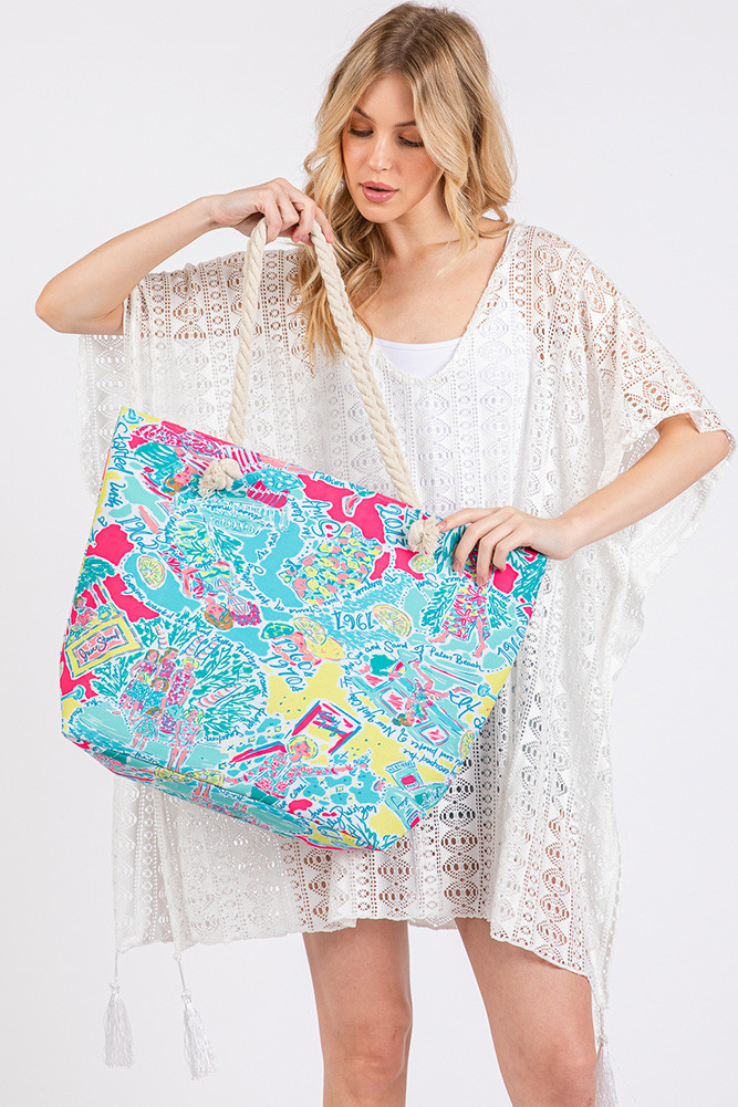 Women's Stylish Illustration Print Summer Tote Bag — tote bag photo 5