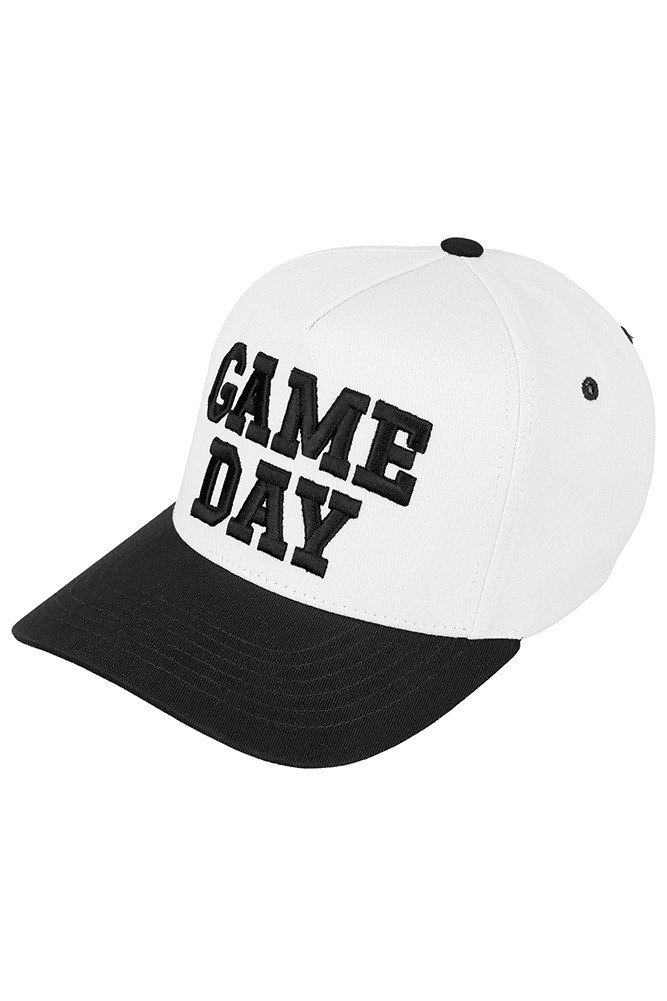 Women's Game Day Embroidered Cotton Baseball Cap in Black