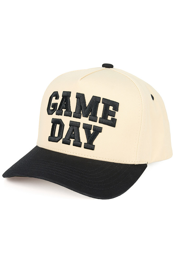 Women's Game Day Embroidered Cotton Baseball Cap in Black