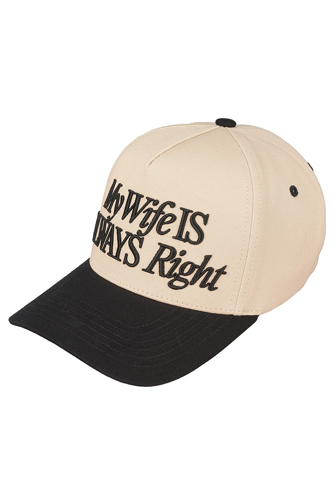Women's My Wife Is Always Right Tow Tone Trucker Cap in Black