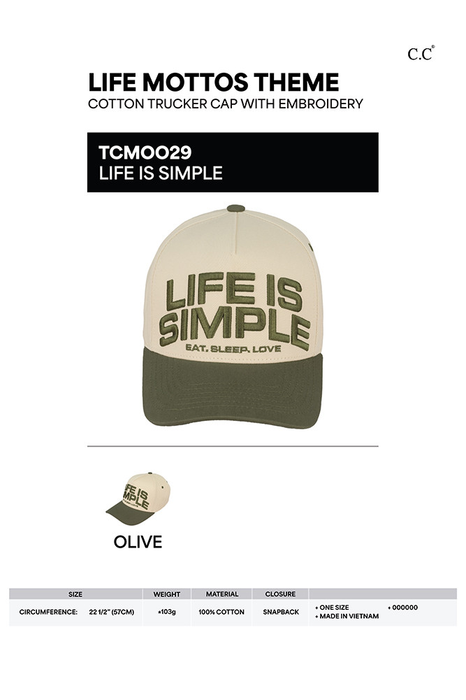 Women's Life Is Simple Eat, Sleep, Love Trucker Cap — trucker hat photo 2
