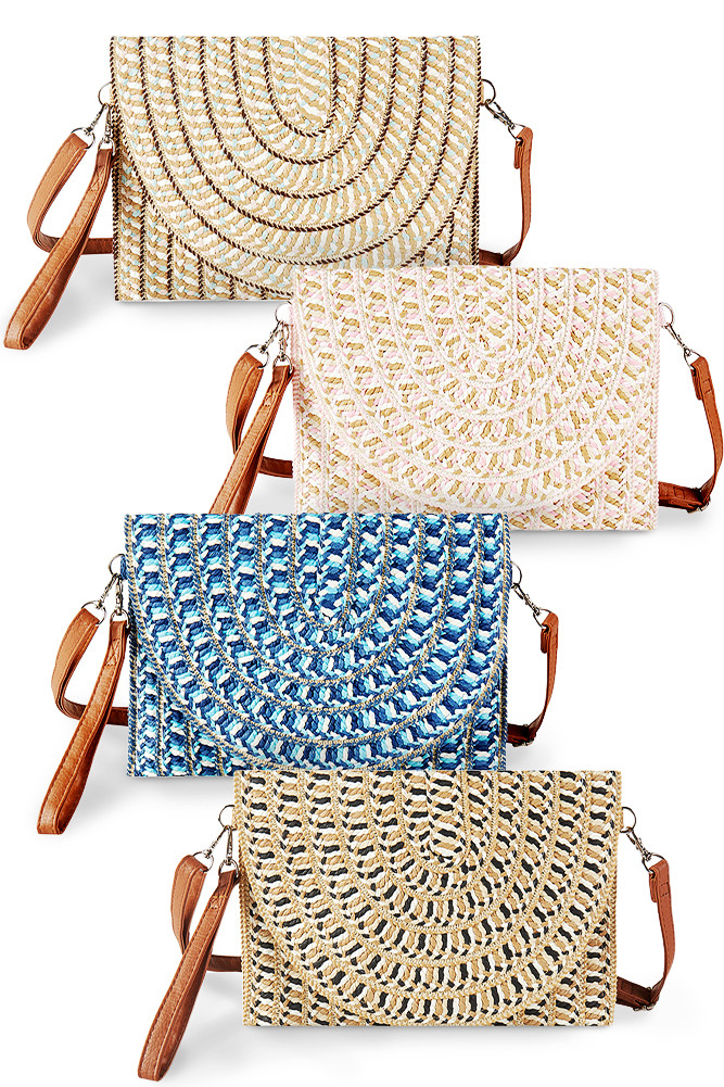 Women's Multi Color Summer Straw Clutch & Crossbody Bag by BURACQ