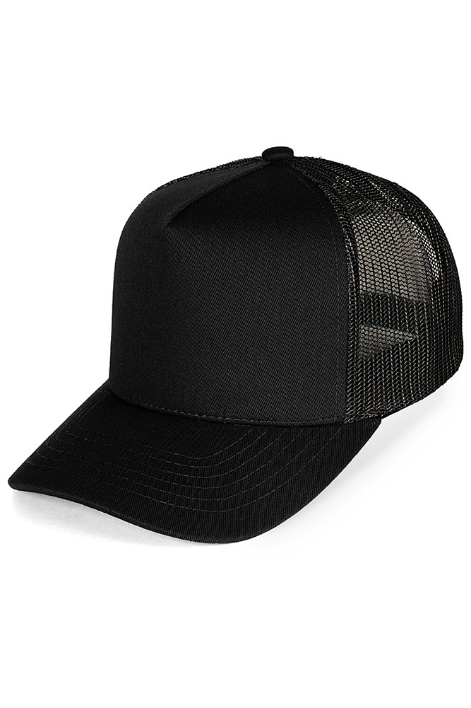 Women's Multi Color Cotton Mesh Snapback Trucker Cap in Black