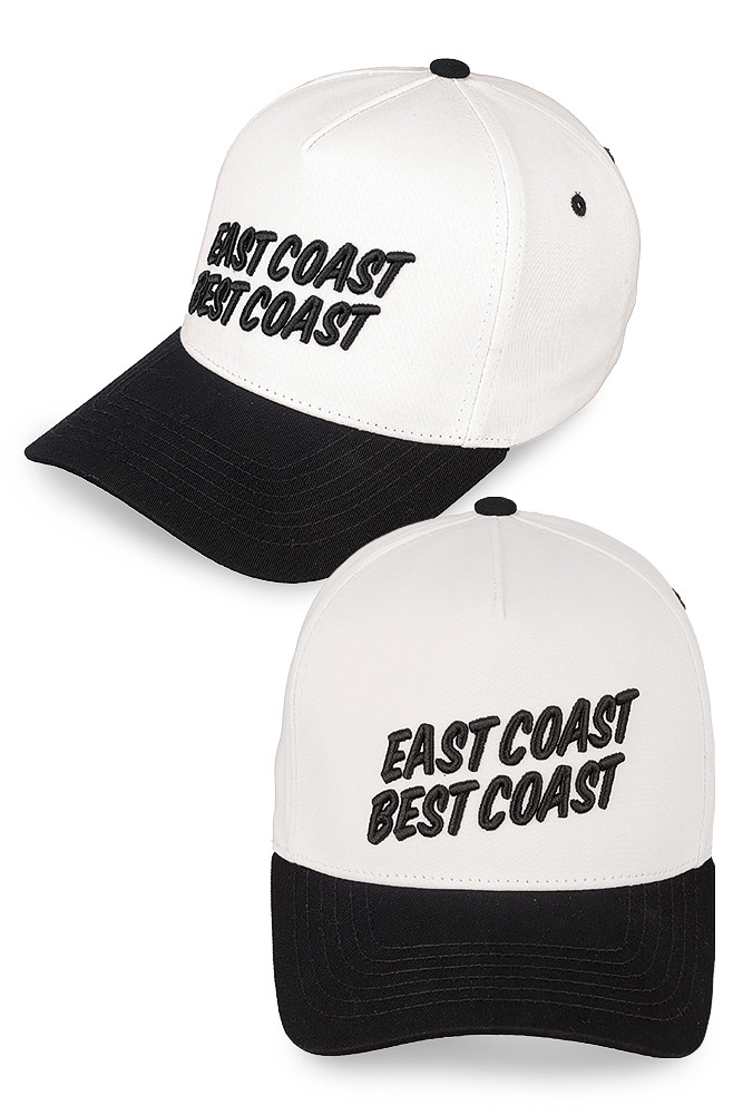 Women's East Coast Best Coast Cotton Trucker Cap in Black by BURACQ