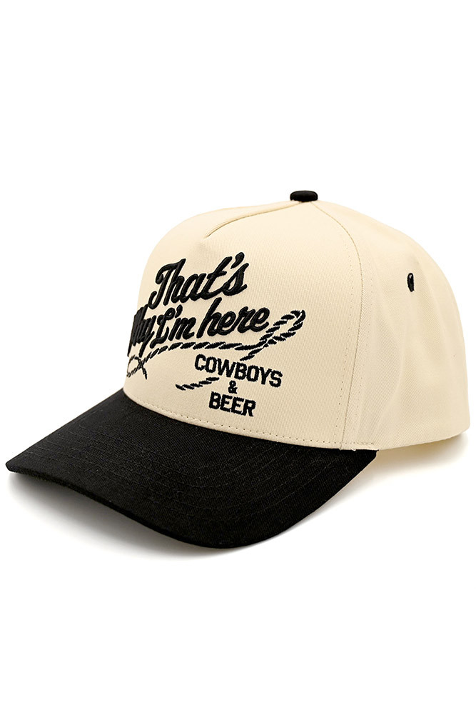 Women's That's Why I'm Here Cotton Trucker Cap in Black