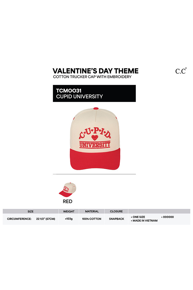Women's Cupid University Embroidered Cotton Trucker Cap — trucker hat photo 2
