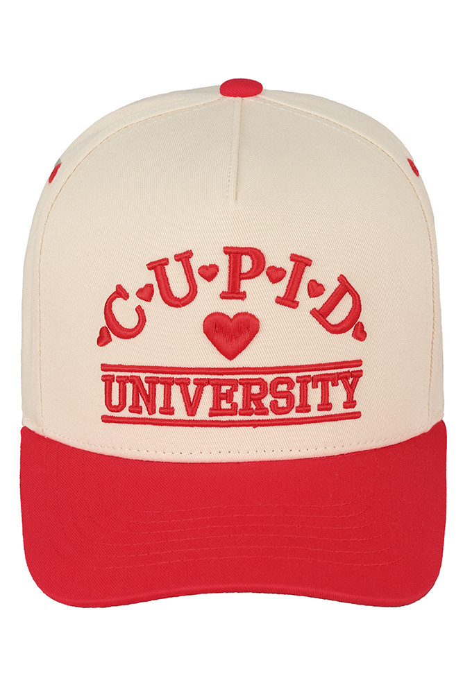 Women's Cupid University Embroidered Cotton Trucker Cap in Red