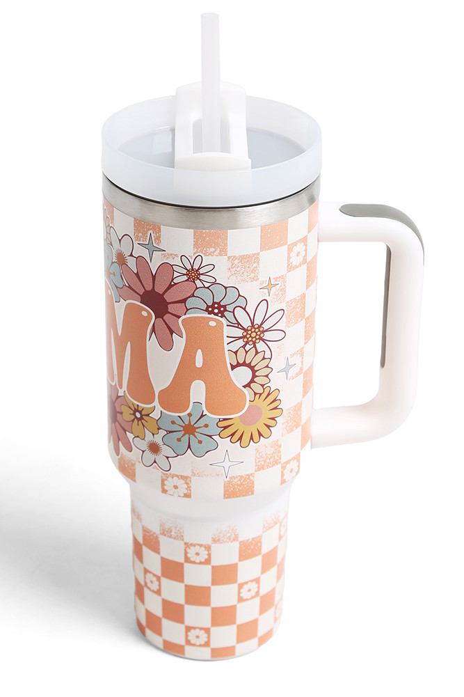 Mama Letter with Floral 40 oz Tumbler with Handle by BURACQ