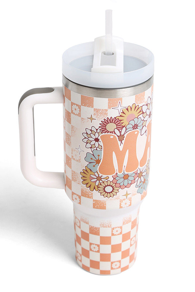 Mama Letter with Floral 40 oz Tumbler with Handle — tumbler photo 2
