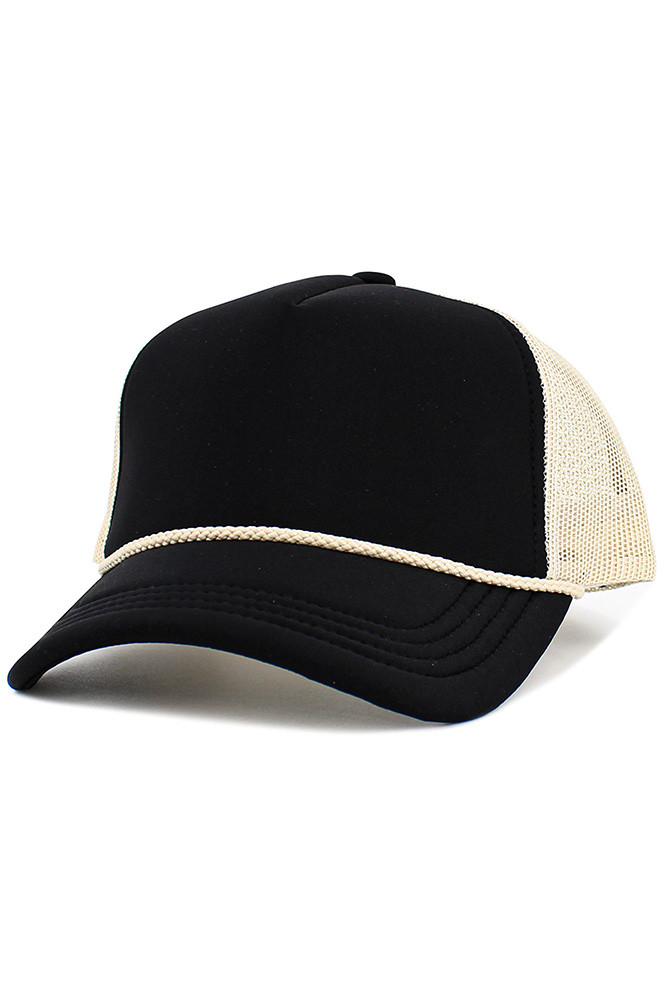 Women's Two-Tone Foam Rope String Trim Trucker Hat — trucker hat photo 2