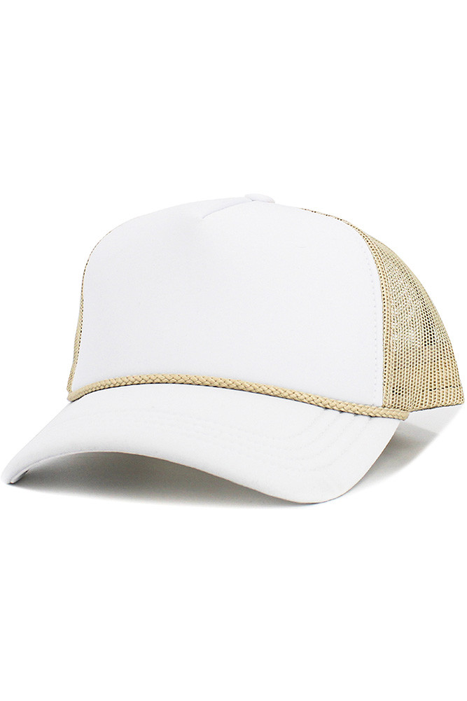 Women's Two-Tone Foam Rope String Trim Trucker Hat — trucker hat photo 8