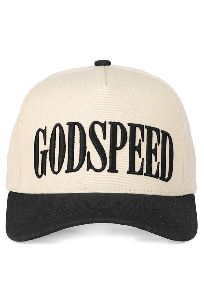 Women's Godspeed Letter Embroidery Trucker Cap in Black