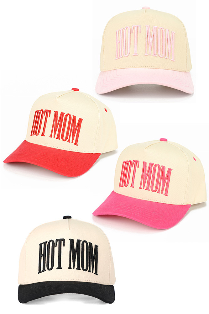 Women's Hot Mom Letter Embroidered Trucker Hat by BURACQ
