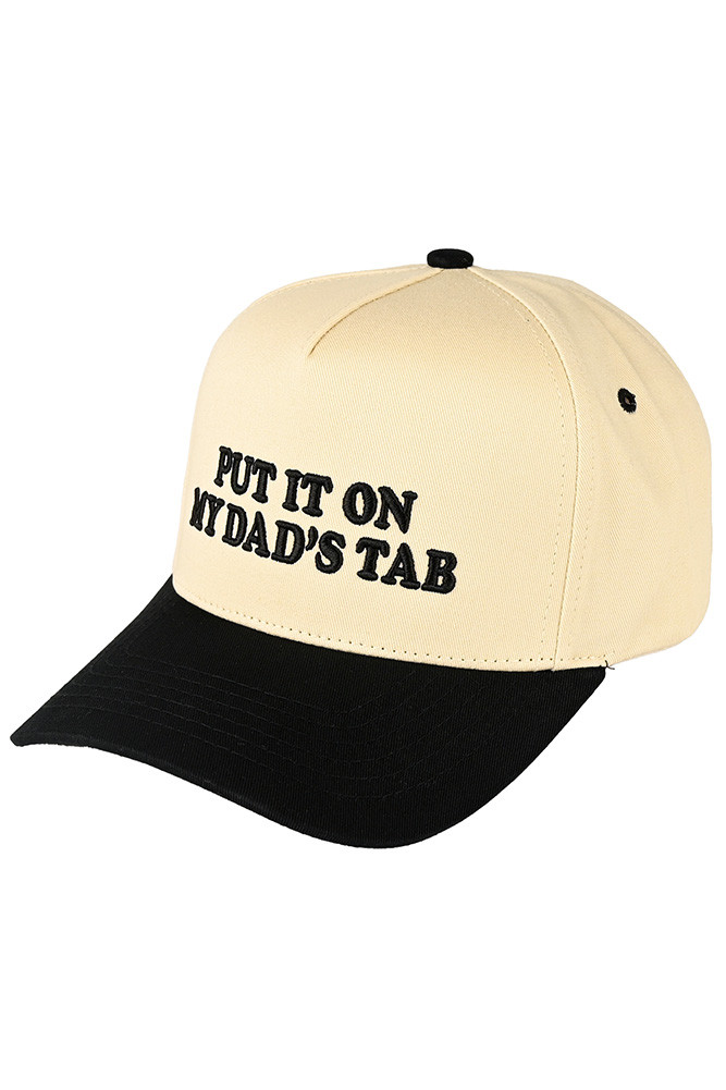 Put It on My Dad's Tab Letter Trucker Hat for Dads in Black