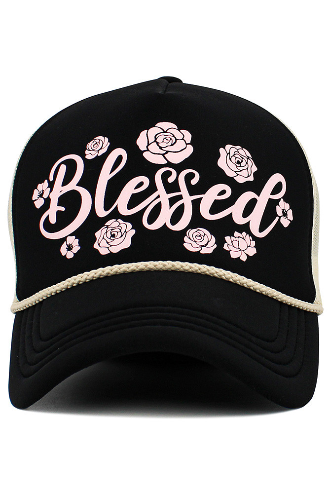 Women's Blessed Letter Foam Trucker Hat Mesh Cap — trucker hat photo 4