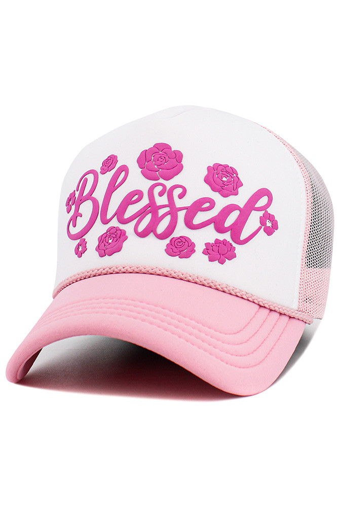 Women's Blessed Letter Foam Trucker Hat Mesh Cap — trucker hat photo 8