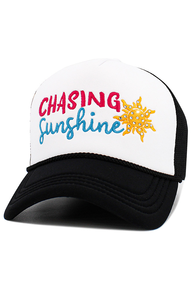 Women's Chasing Sunshine Letter Foam Trucker Hat Mesh Cap — trucker hat photo 6