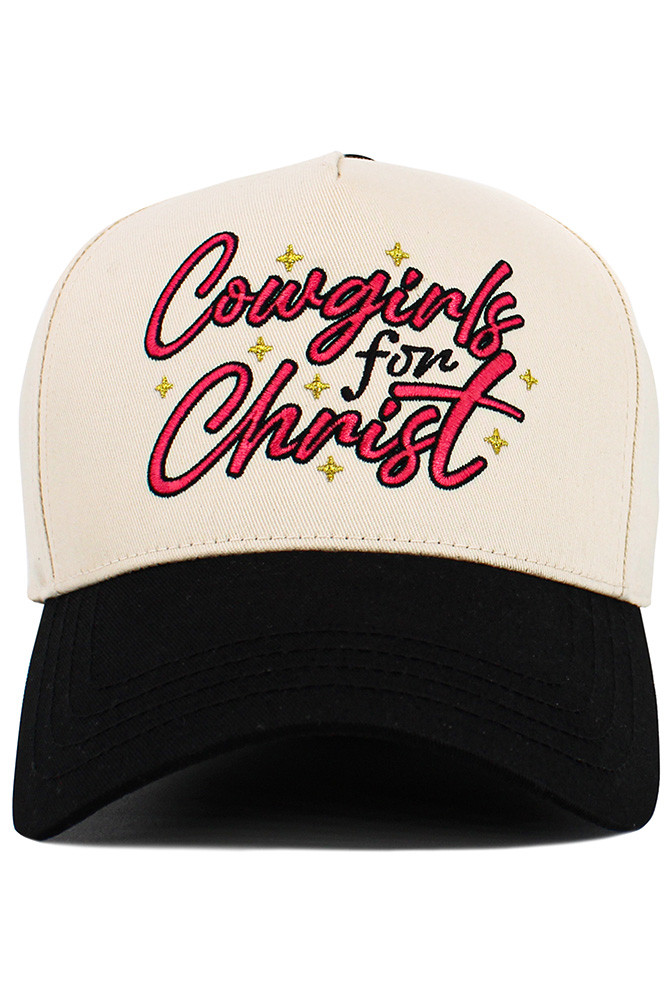 Women's Cowgirls for Christ Letter Five Panel Baseball Cap in Black