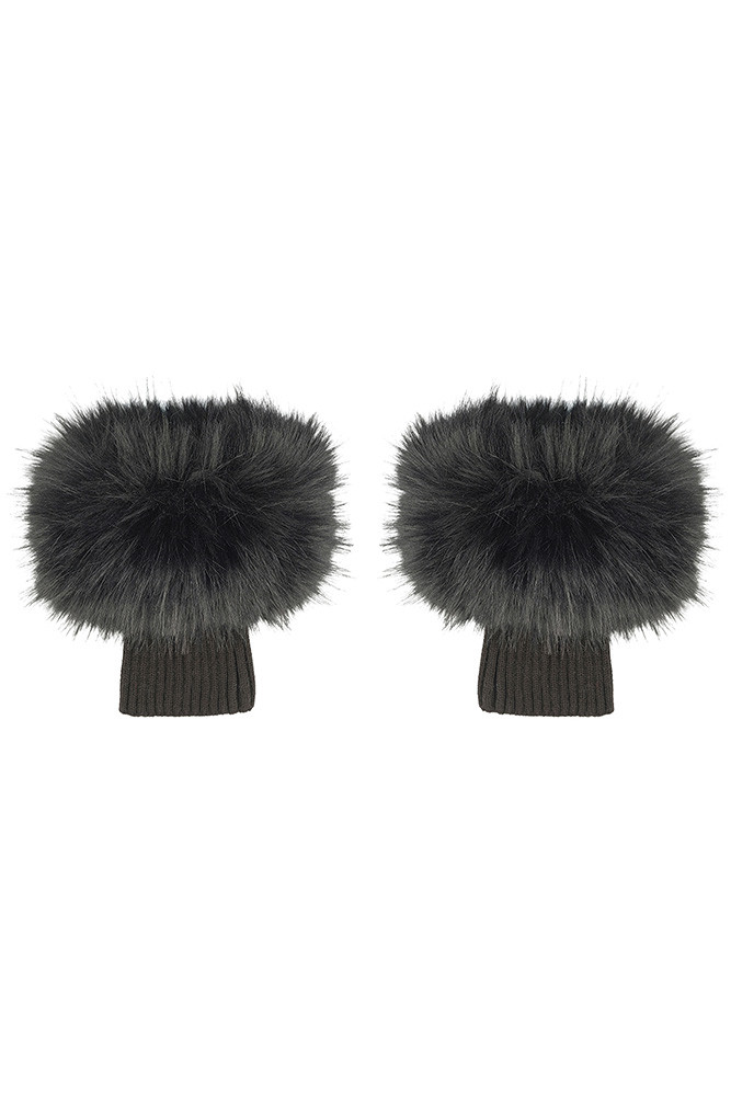 Women's Long Fur Knit Boot Cuffs Leg Warmer in Black