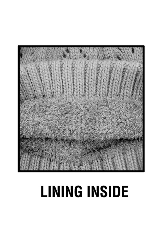 Women's Diamond Lace Pattern Yarn Pom Solid Beanie — beanie photo 3