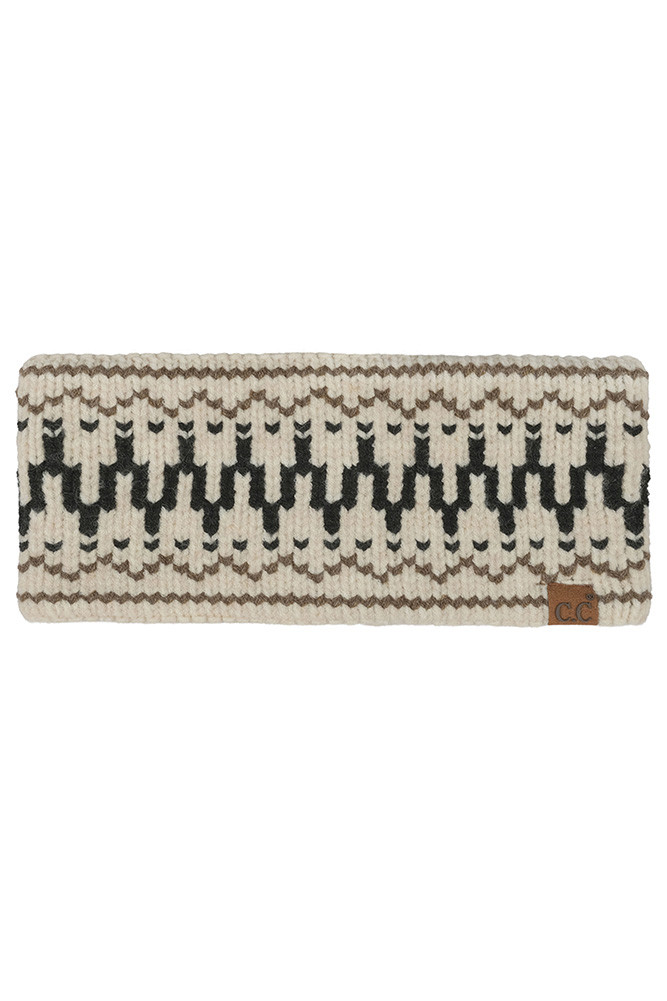 Women's Fair Isle Pattern Headwrap Headband in Brown