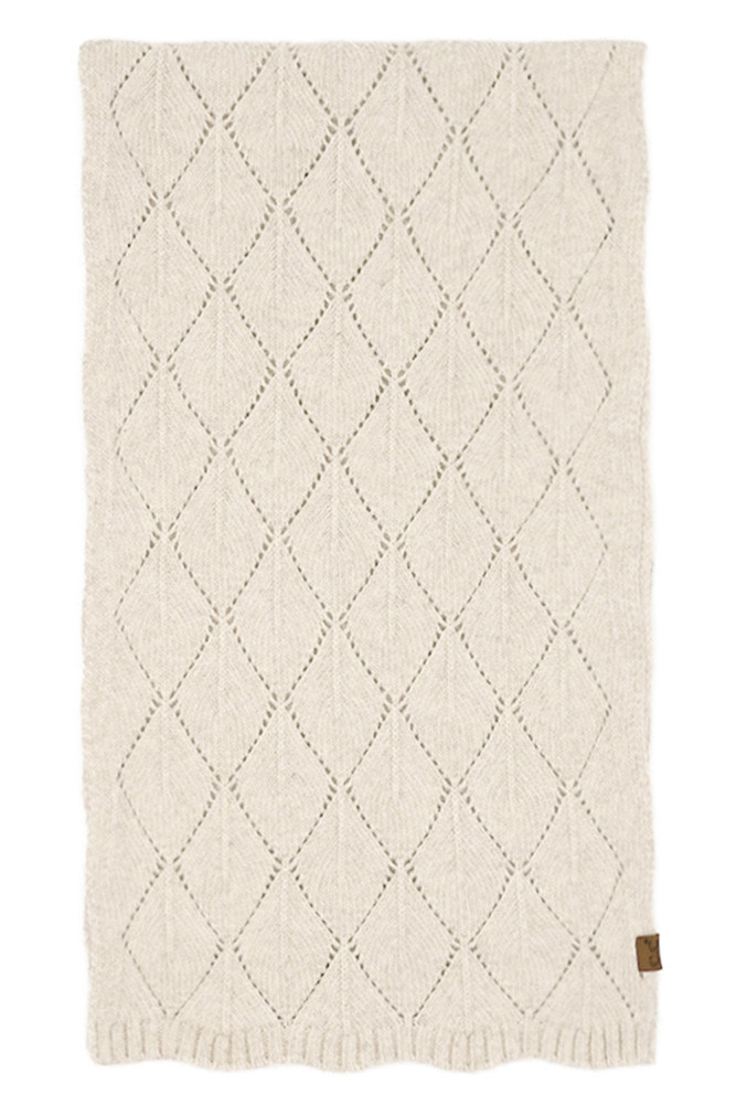 Women's Leaf Pattern Solid Winter Oblong Scarf in Beige