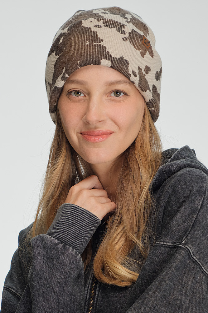 Women's Cow Pattern Beanie Winter Hat in Cow by BURACQ