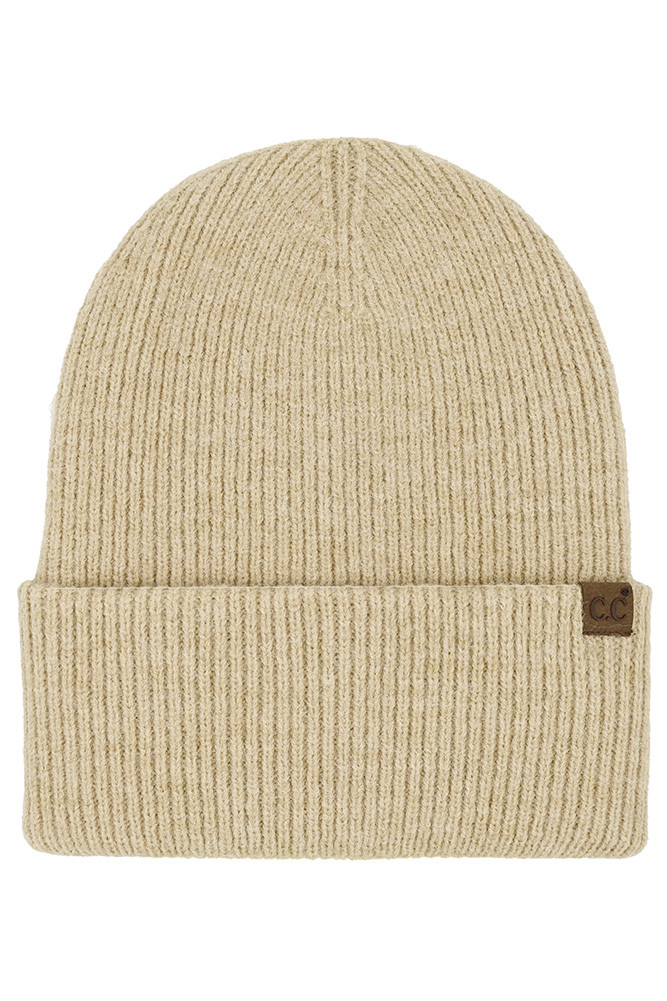 Women's Solid Long Folded Cuff Beanie Winter Hat by BURACQ