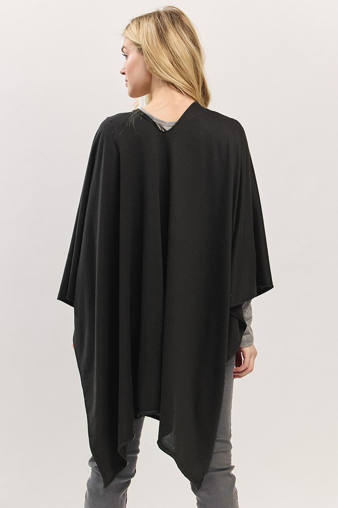 Women's Solid Pull Through Fashionable Wrap Kimono in Black