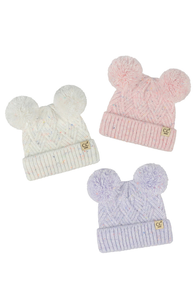 Kids Criss-Cross Cuff and Pom Beanie Hat by BURACQ
