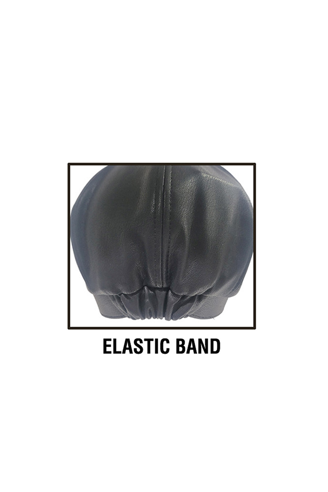 Women's Solid Faux Leather Newsboy Cap — cap photo 2