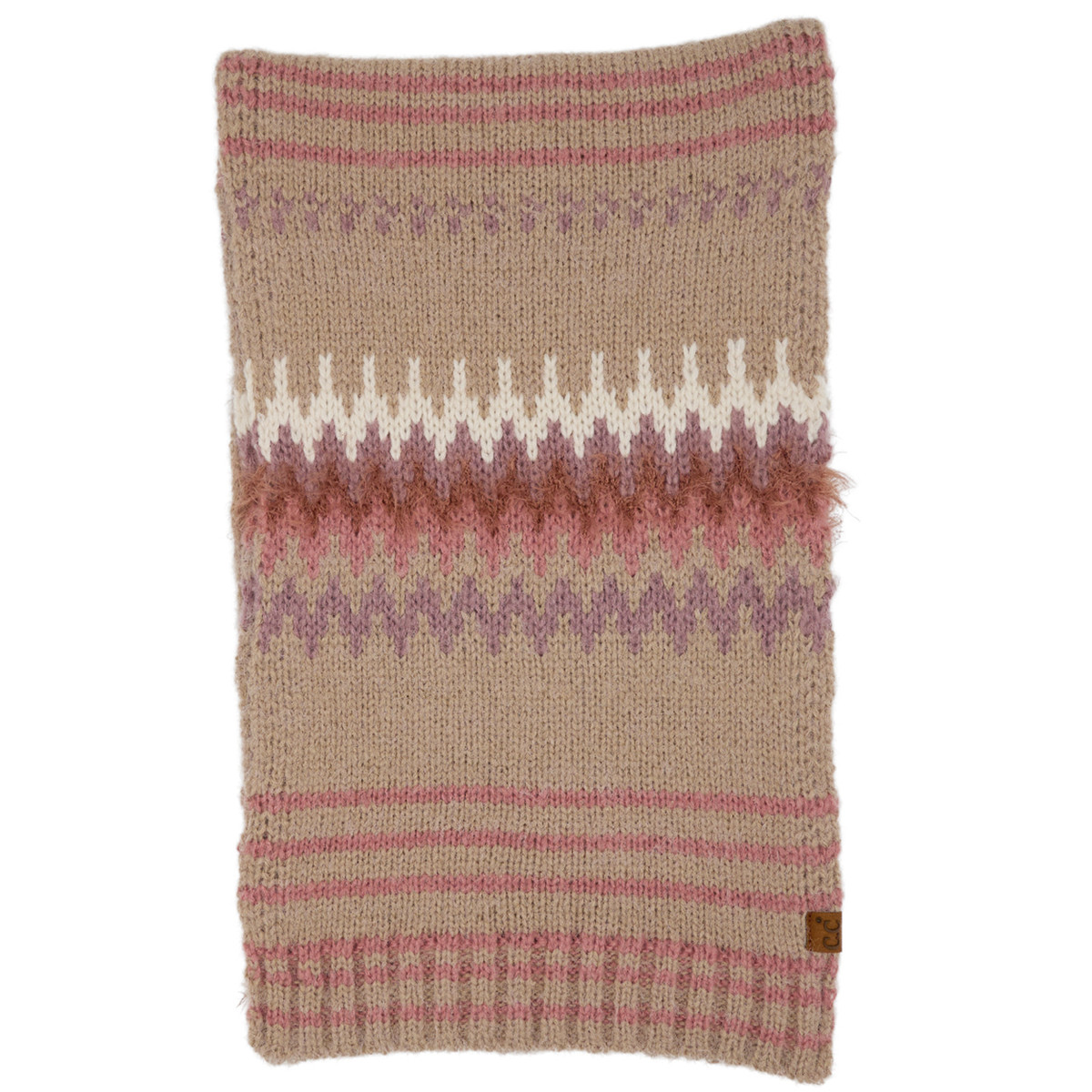 Women's Multi Color Chevron Pattern Oblong Scarf in Beige